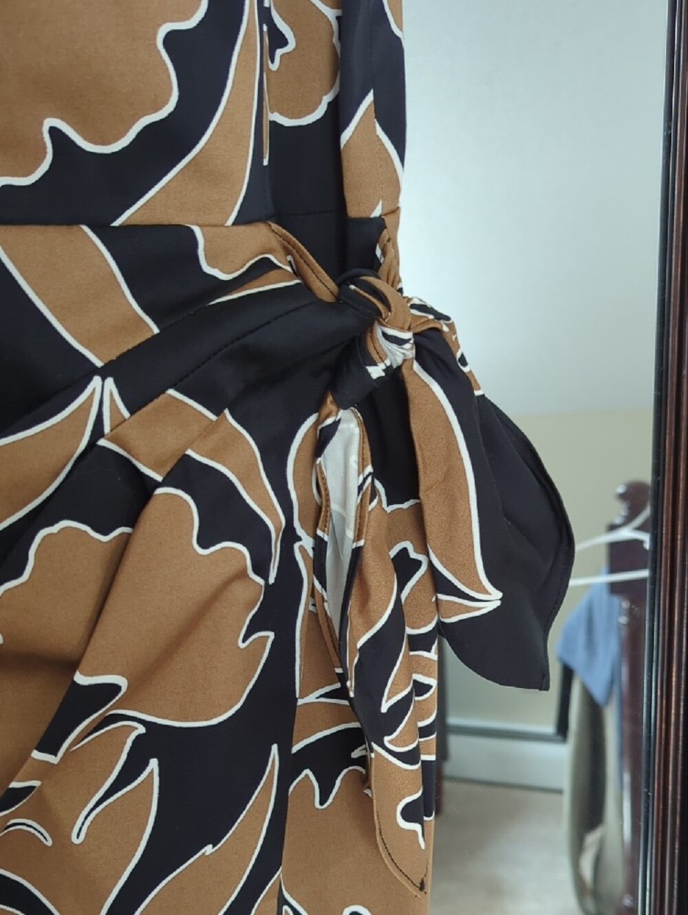 White House Black Market Black & Brown Floral Wrap-Style Midi Dress - Picture 4 of 11
